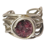 Δαχτυλίδι με Μπορντό Λίθο - Επαργυρωμένος Ορείχαλκος