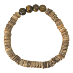Ανδρικό βραχιόλι με πλακε ξύλινες χάντρες, λάβας και ημιπολυτιμες χάντρες tiger eye