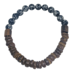 Ανδρικό βραχιόλι με πλακέ ξύλινες χάντρες