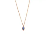 Μενταγιόν Silver 925 Rose Gold Plated, φύλλο με μπλε ζιργκόν