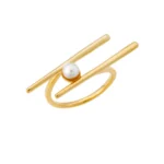 Δαχτυλίδι κίτρινο επιχρυσωμένο ασήμι 925, με πέρλα