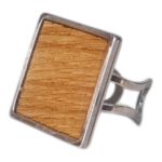 Δαχτυλίδι τετράγωνο  από Ατσάλι με Ξύλινη Επιφάνεια από Ελιά - Χειροποίητο