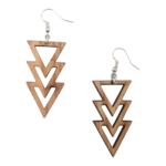 Σκουλαρίκια από ξύλο ελιάς τριπλά τρίγωνα