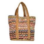 Χειροποίητη τσάντα παραλίας απο κουρελού σε ροζ χρώμα