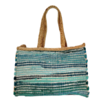 Ψάθινη Τσάντα Χειρός Τυρκουάζ 45x35 εκ.