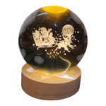 3D Κρυστάλλινη Σφαίρα "Το Έλκηθρο του Άγιου Βασίλη" – 8cm