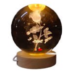 3D Κρυστάλλινη Σφαίρα "Eternal Rose – I Love You" (10cm)