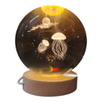 3D Κρυστάλλινη Σφαίρα "Deep Sea Magic" – Μέδουσες & Φεγγάρι (10cm)