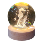 3D Κρυστάλλινη Σφαίρα "Mystic Seahorse" με LED Φωτισμό (6cm)