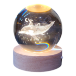 3D Κρυστάλλινη Σφαίρα "Dancing Dolphin & Moon" με LED Φωτισμό (6cm)