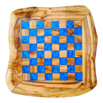 Χειροποίητο Σκάκι από Ξύλο Ελιάς & Υγρό Γυαλί (40x40cm)