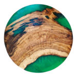 Χειροποίητο Serving Board από Ξύλο Ελιάς & Υγρό Γυαλί (30cm) – Food Safe